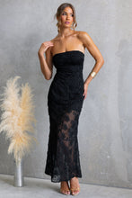 Load image into Gallery viewer, Black Strapless Arlie Lace Maxi Dress