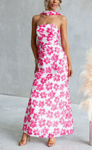 Load image into Gallery viewer, Pink &amp; Red Strapless Maxi Dress with Scarf