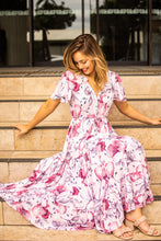 Load image into Gallery viewer, Blush Floral Maxi Dress with Tie Waist