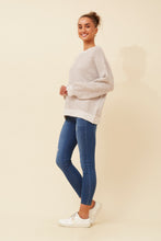 Load image into Gallery viewer, Beige Panino Knit Pullover with crochet stitch to collar