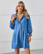 Load image into Gallery viewer, Denim Long Sleeve Cotton Button Front Dress