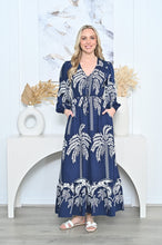 Load image into Gallery viewer, Navy Blue Long Sleeve Maxi Dress with Pockets