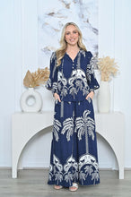 Load image into Gallery viewer, Navy Blue Two Piece Wide Leg Pant &amp; Shirt Set