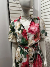 Load image into Gallery viewer, Botanical Cream Floral Midi Dress with Pockets