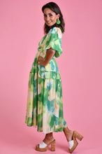 Load image into Gallery viewer, Green Multi Coloured Pandora Dress with double band waist