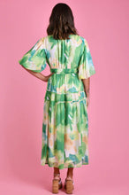 Load image into Gallery viewer, Green Multi Coloured Pandora Dress with double band waist