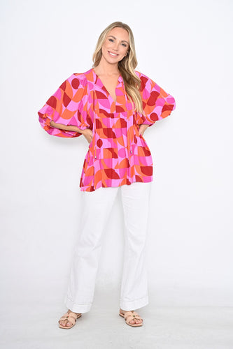 Hot Pink, Burgundy & Orange Spot Swing Top