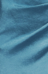 Blue Silk One Shoulder Asymmetric Neckline with Pleated Detail