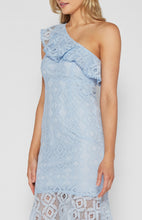 Load image into Gallery viewer, Pale Blue One Shoulder Lace Midi Dress