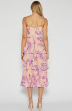 Load image into Gallery viewer, Lilac Floral Chiffon Trim Detail Tiered Dress