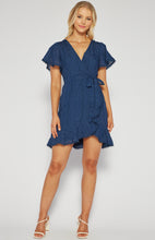 Load image into Gallery viewer, Navy 3D Textured Mini Dress with Trim Detail