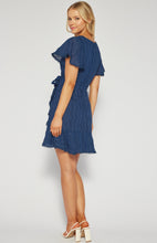 Load image into Gallery viewer, Navy 3D Textured Mini Dress with Trim Detail