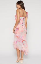 Load image into Gallery viewer, Pink Floral Asymmetric Hem Cocktail Dress