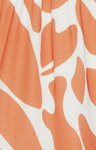 Terracotta Placement Print Linen Midi Dress
