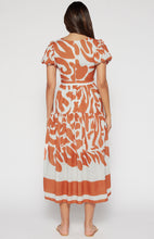 Load image into Gallery viewer, Terracotta Placement Print Linen Midi Dress