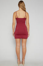 Load image into Gallery viewer, Burgundy Textured Mini Shirt Dress with Gold Buttons