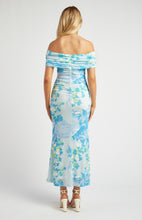 Load image into Gallery viewer, Multi Blue Tissue Jersey Off The Shoulder Floral Print Maxi Dress