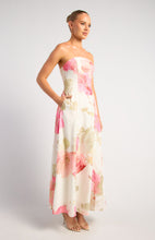 Load image into Gallery viewer, Pink "Azara" Floral Print Strapless Panel Maxi Dress with Pockets