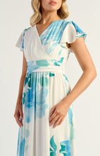 Load image into Gallery viewer, Blue Floral Maxi Dress with Butterfly Sleeve