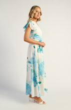 Load image into Gallery viewer, Blue Floral Maxi Dress with Butterfly Sleeve