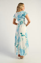 Load image into Gallery viewer, Blue Floral Maxi Dress with Butterfly Sleeve