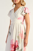 Load image into Gallery viewer, Pink Floral Maxi Dress with Butterfly Sleeve