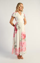 Load image into Gallery viewer, Pink Floral Maxi Dress with Butterfly Sleeve