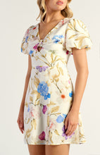Load image into Gallery viewer, Floral Faux Linen Knot Front Mini Dress