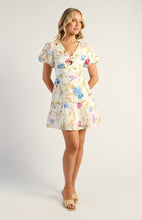 Load image into Gallery viewer, Floral Faux Linen Knot Front Mini Dress