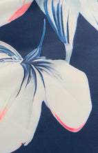 Load image into Gallery viewer, Navy &amp; Pink Floral Stretch Bodycon Dress with Beaded Strap and Tulip Hemline