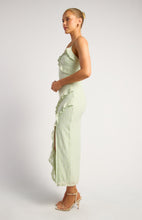 Load image into Gallery viewer, Mint Front Frill Detail Stretch Lace Dress with Side Split