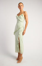 Load image into Gallery viewer, Mint Front Frill Detail Stretch Lace Dress with Side Split