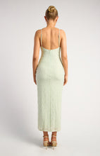 Load image into Gallery viewer, Mint Front Frill Detail Stretch Lace Dress with Side Split