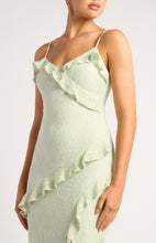 Load image into Gallery viewer, Mint Front Frill Detail Stretch Lace Dress with Side Split