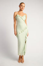 Load image into Gallery viewer, Mint Front Frill Detail Stretch Lace Dress with Side Split
