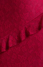 Load image into Gallery viewer, Red Front Frill Detail Stretch Lace Dress with Side Split
