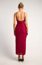 Load image into Gallery viewer, Red Front Frill Detail Stretch Lace Dress with Side Split