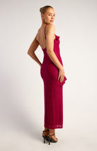 Load image into Gallery viewer, Red Front Frill Detail Stretch Lace Dress with Side Split