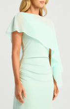 Load image into Gallery viewer, Icy Blue Chiffon Cape One Shoulder Dress
