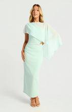 Load image into Gallery viewer, Icy Blue Chiffon Cape One Shoulder Dress