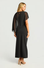 Load image into Gallery viewer, Black Chiffon Cape One Shoulder Dress