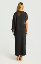 Load image into Gallery viewer, Black Chiffon Cape One Shoulder Dress