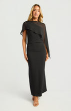 Load image into Gallery viewer, Black Chiffon Cape One Shoulder Dress
