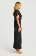 Load image into Gallery viewer, Black Chiffon Cape One Shoulder Dress