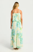 Load image into Gallery viewer, Lemon Aqua Bubble Waist Floral Chiffon Maxi Dress
