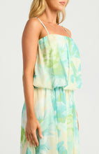 Load image into Gallery viewer, Lemon Aqua Bubble Waist Floral Chiffon Maxi Dress