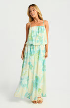 Load image into Gallery viewer, Lemon Aqua Bubble Waist Floral Chiffon Maxi Dress