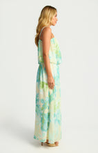 Load image into Gallery viewer, Lemon Aqua Bubble Waist Floral Chiffon Maxi Dress
