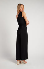 Load image into Gallery viewer, Black One Shoulder Wide Leg Jumpsuit with waist detail