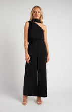 Load image into Gallery viewer, Black One Shoulder Wide Leg Jumpsuit with waist detail